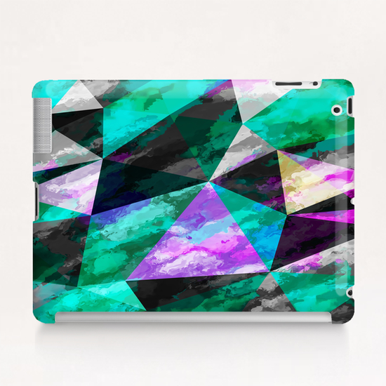 psychedelic geometric triangle pattern abstract with painting abstract background pink and green Tablet Case by Timmy333