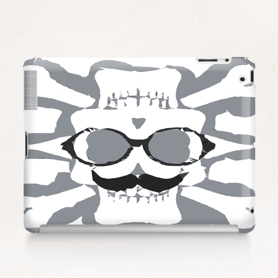 old funny skull art portrait in black and white Tablet Case by Timmy333