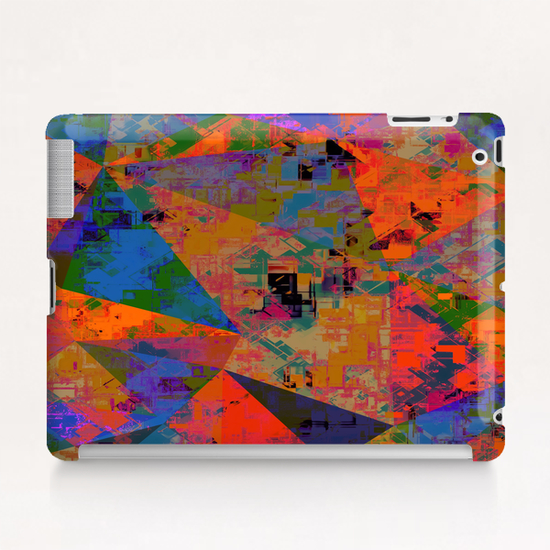 psychedelic geometric triangle pattern abstract with painting abstract background in orange and blue Tablet Case by Timmy333