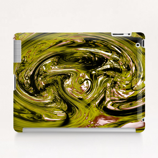 psychedelic spiral line pattern painting abstract background in green Tablet Case by Timmy333