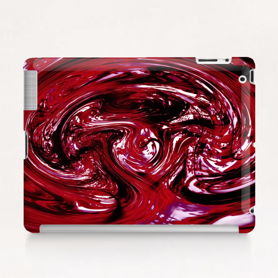 psychedelic spiral line pattern painting abstract background in red Tablet Case by Timmy333