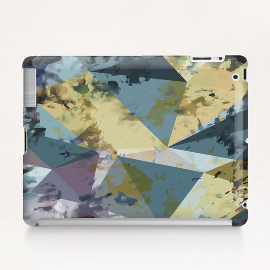 psychedelic geometric triangle polygon pattern abstract in blue yellow pink Tablet Case by Timmy333