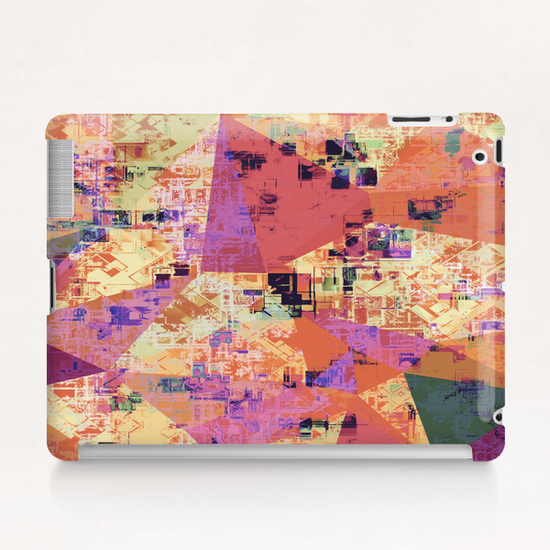 psychedelic geometric triangle polygon pattern abstract in pink orange purple brown Tablet Case by Timmy333