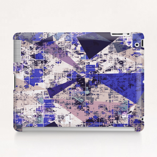 psychedelic geometric triangle polygon pattern abstract in blue and pink Tablet Case by Timmy333