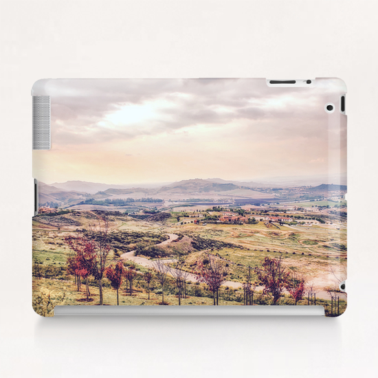 countryside view with sunset sky and green field with mountain view Tablet Case by Timmy333