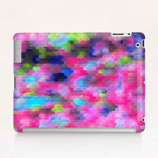 geometric square pattern abstract background in pink blue green Tablet Case by Timmy333