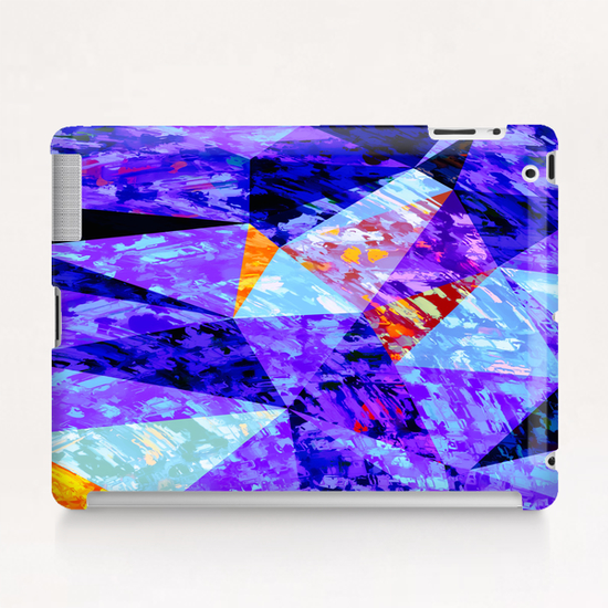 vintage psychedelic geometric triangle polygon pattern abstract in purple blue orange Tablet Case by Timmy333