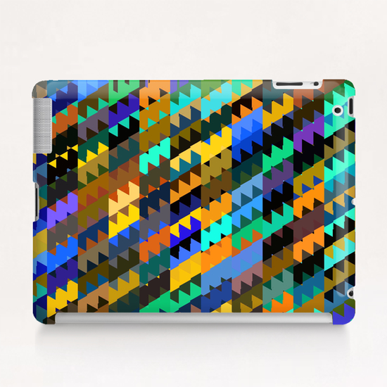 vintage geometric triangle polygon pattern abstract background in orange brown green blue Tablet Case by Timmy333