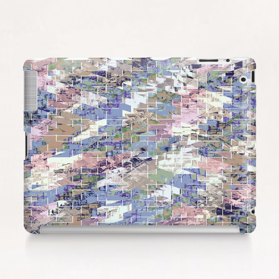 geometric square pattern abstract background in blue pink brown Tablet Case by Timmy333