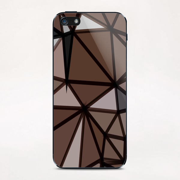 geometric triangle polygon pattern abstract in brown and black iPhone & iPod Skin by Timmy333