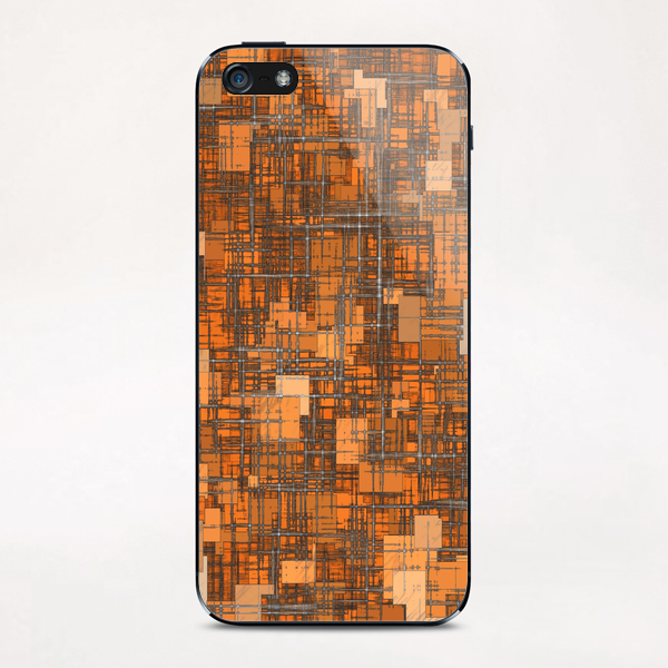 geometric square pattern abstract background in orange and brown iPhone & iPod Skin by Timmy333