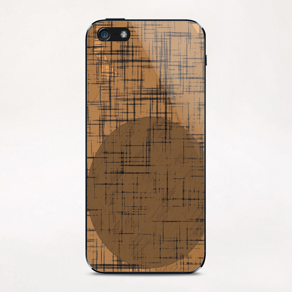 geometric square and circle pattern in brown iPhone & iPod Skin by Timmy333