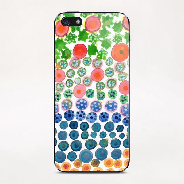 Playful Green Stars and Colorful Circles Pattern  iPhone & iPod Skin by Heidi Capitaine