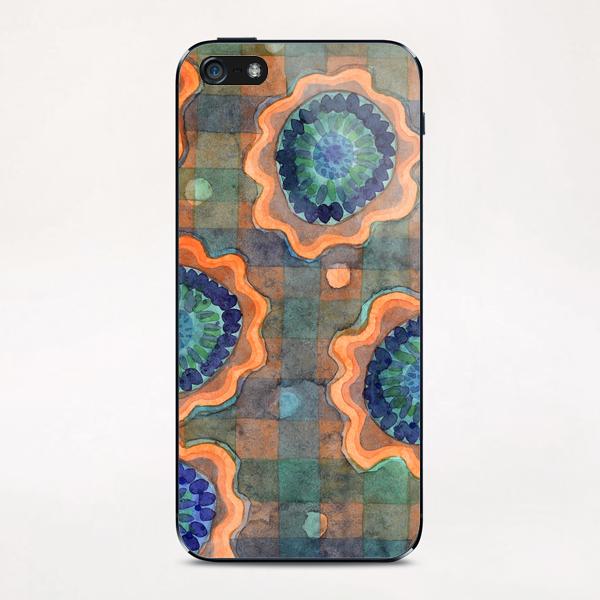 Glowing Fancy Flowers on Checks  iPhone & iPod Skin by Heidi Capitaine