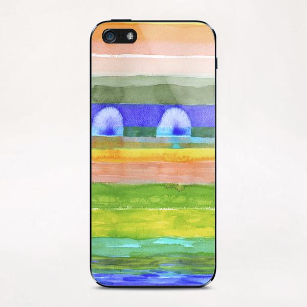 Blue Trees within Striped Landscape iPhone & iPod Skin by Heidi Capitaine