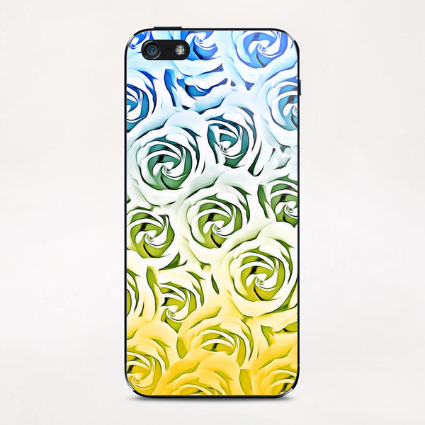 rose pattern texture abstract background in blue and yellow iPhone & iPod Skin by Timmy333