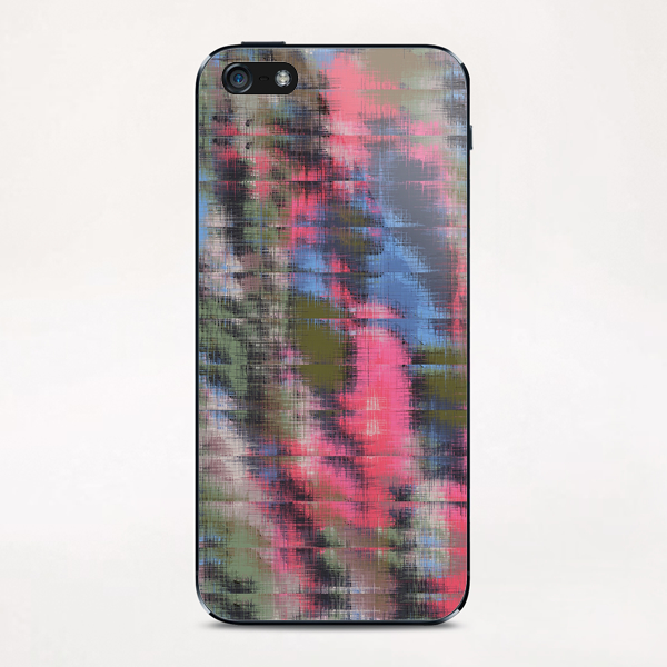 psychedelic geometric abstract pattern in pink blue green iPhone & iPod Skin by Timmy333