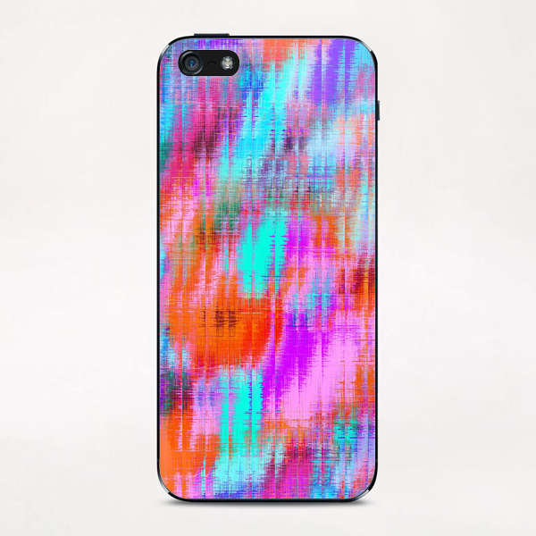 psychedelic geometric painting texture abstract background in pink blue orange purple iPhone & iPod Skin by Timmy333