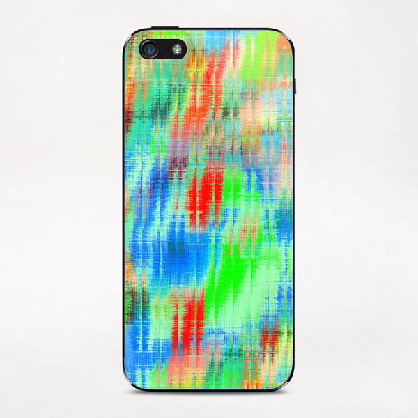 psychedelic geometric painting texture abstract background in blue green red iPhone & iPod Skin by Timmy333