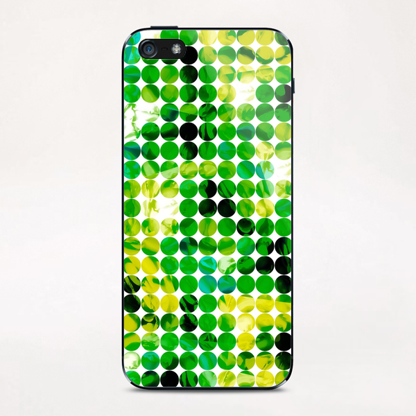 circle pattern abstract background with splash painting abstract in green and yellow iPhone & iPod Skin by Timmy333