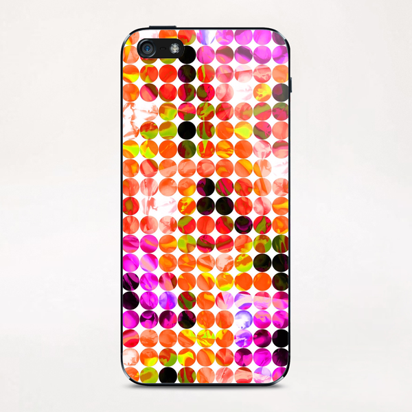 circle pattern abstract background with splash painting abstract in orange green pink iPhone & iPod Skin by Timmy333