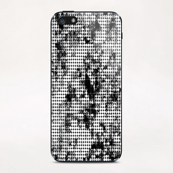 psychedelic circle pattern painting abstract background in black and white iPhone & iPod Skin by Timmy333