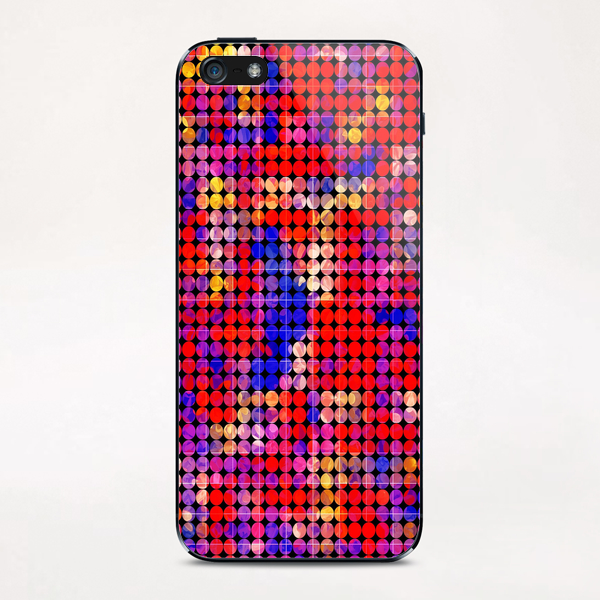 geometric circle pattern abstract in red and blue iPhone & iPod Skin by Timmy333