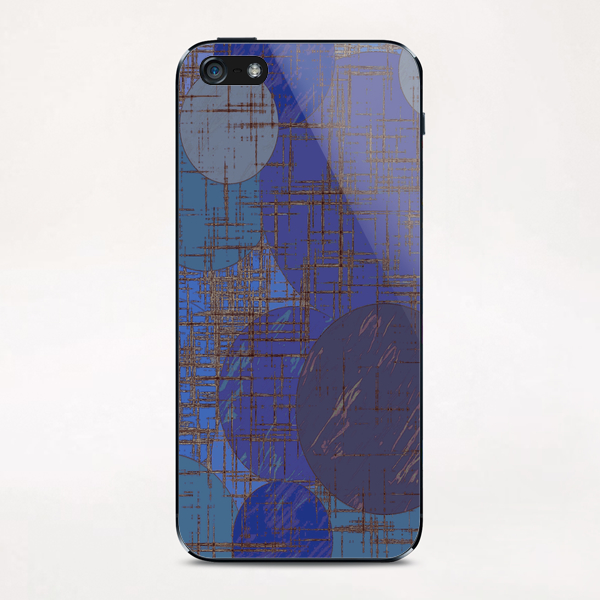 geometric circle and square pattern abstract in blue and purple iPhone & iPod Skin by Timmy333