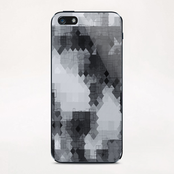 geometric square pixel pattern abstract background in black and white iPhone & iPod Skin by Timmy333