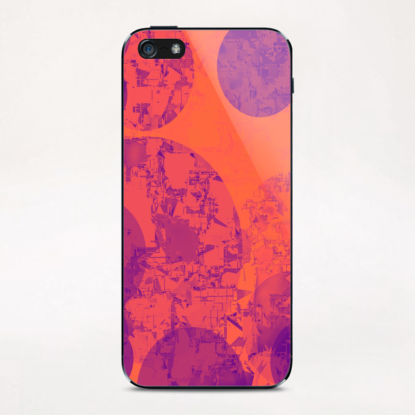 geometric circle pattern abstract in orange and purple iPhone & iPod Skin by Timmy333