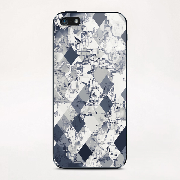 geometric square pixel pattern abstract in black and white  iPhone & iPod Skin by Timmy333