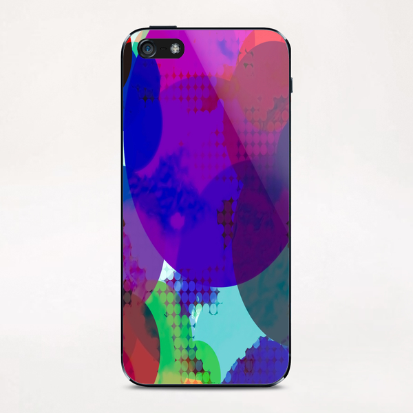 geometric circle pattern abstract in blue purple pink iPhone & iPod Skin by Timmy333