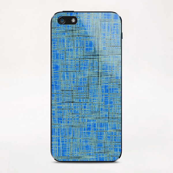 geometric square pattern drawing in blue iPhone & iPod Skin by Timmy333