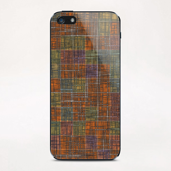 geometric square pattern abstract in orange brown green yellow iPhone & iPod Skin by Timmy333