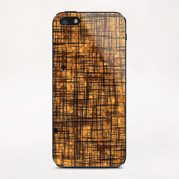 geometric square pixel pattern abstract in brown iPhone & iPod Skin by Timmy333