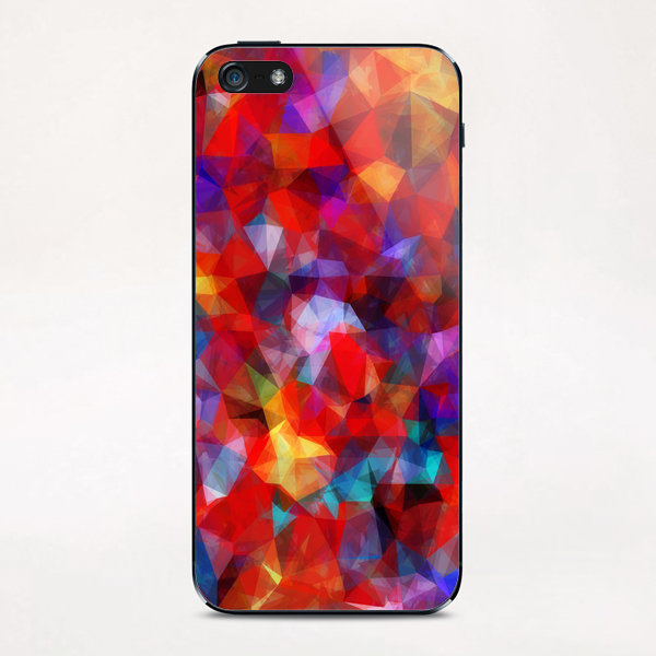 geometric triangle pattern abstract background in red blue yellow iPhone & iPod Skin by Timmy333