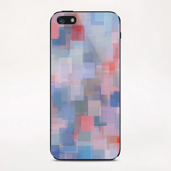 geometric square pattern abstract background in blue and pink iPhone & iPod Skin by Timmy333