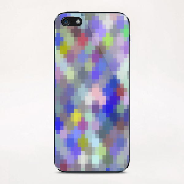 geometric square pixel pattern abstract in blue purple pink iPhone & iPod Skin by Timmy333