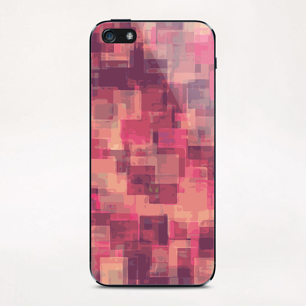 psychedelic geometric square pattern abstract in pink and purple iPhone & iPod Skin by Timmy333