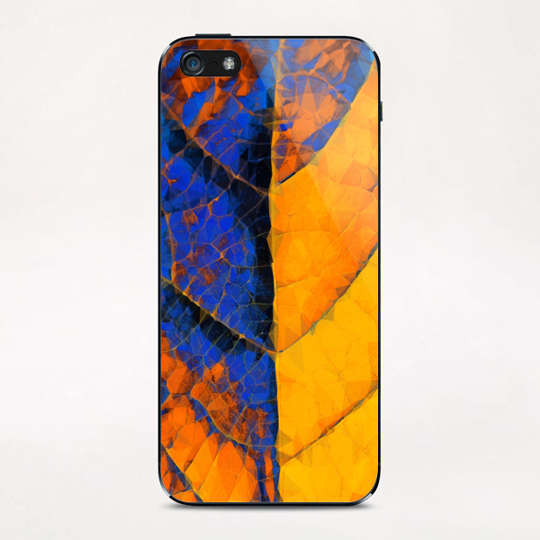 closeup leaf texture geometric triangle abstract pattern in blue orange yellow iPhone & iPod Skin by Timmy333