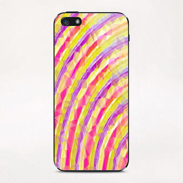 psychedelic geometric polygon line pattern in pink purple yellow iPhone & iPod Skin by Timmy333