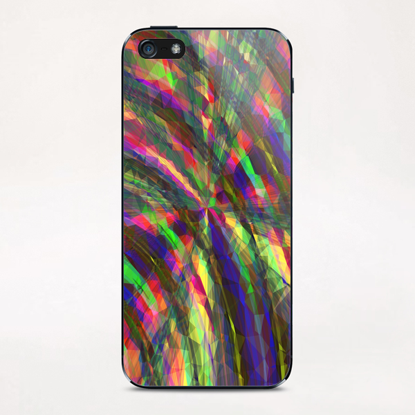 psychedelic geometric polygon pattern abstract in pink blue green yellow iPhone & iPod Skin by Timmy333