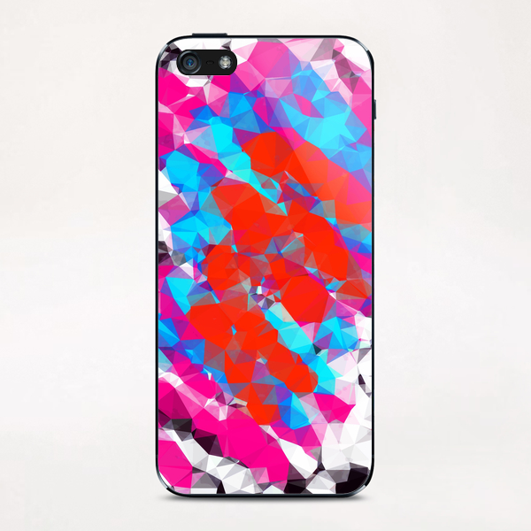 psychedelic geometric polygon abstract in pink red blue iPhone & iPod Skin by Timmy333