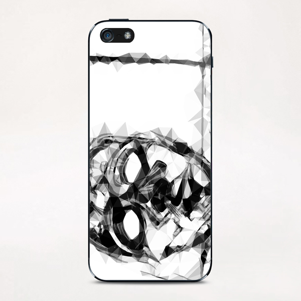 psychedelic geometric polygon pattern face portrait in black and white iPhone & iPod Skin by Timmy333