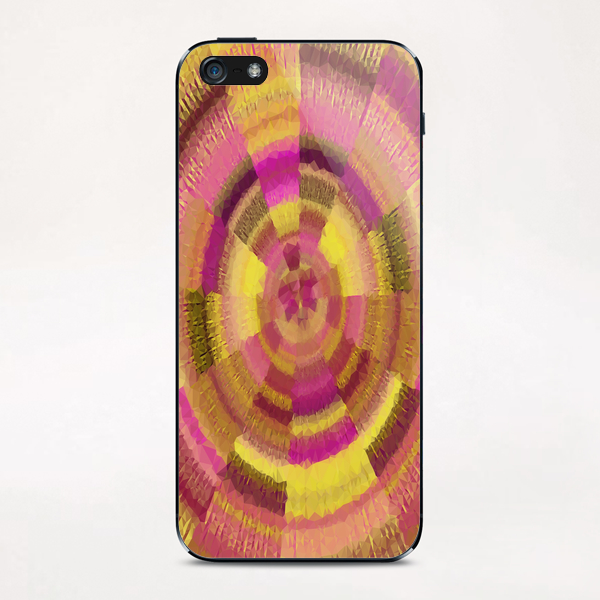 geometric polygon abstract pattern in pink and yellow iPhone & iPod Skin by Timmy333