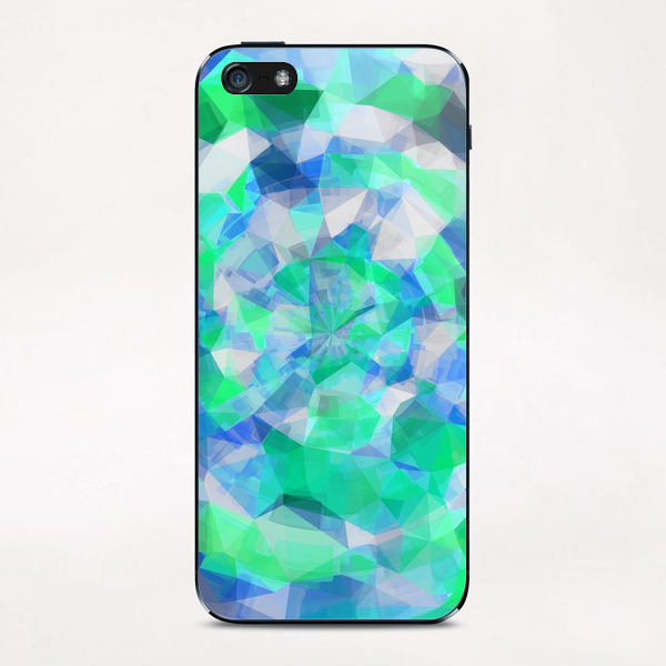 geometric polygon abstract pattern in blue and green iPhone & iPod Skin by Timmy333