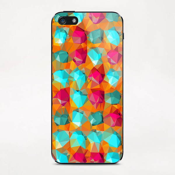 geometric polygon abstract pattern in orange pink green iPhone & iPod Skin by Timmy333