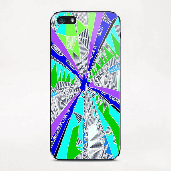 psychedelic geometric pattern drawing abstract background in blue purple green iPhone & iPod Skin by Timmy333