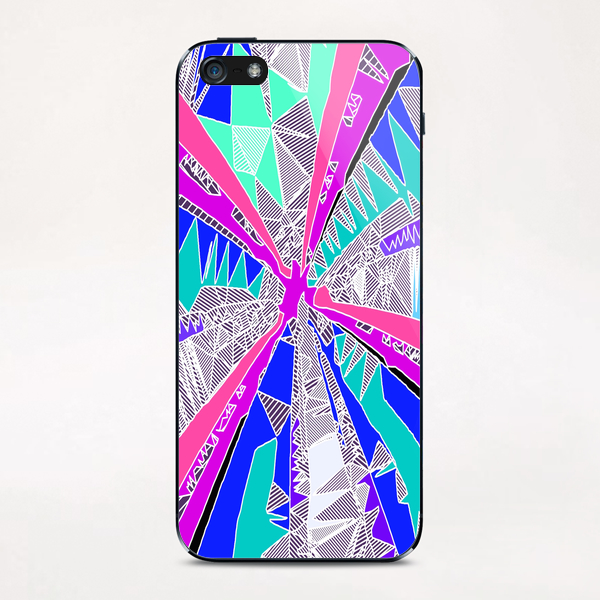 psychedelic geometric pattern drawing abstract background in blue pink purple iPhone & iPod Skin by Timmy333