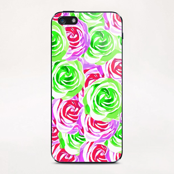 closeup rose pattern texture abstract background in pink red green iPhone & iPod Skin by Timmy333